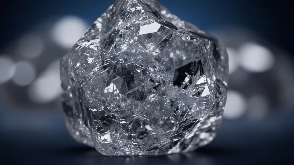 Imagen detallada de un diamante en bruto, mostrando sus características naturales y su belleza sin pulir.