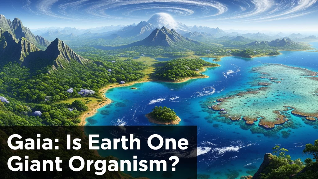 Imagen que representa la Hipótesis de Gaia, mostrando la interconexión de los sistemas vivos y no vivos en la Tierra.