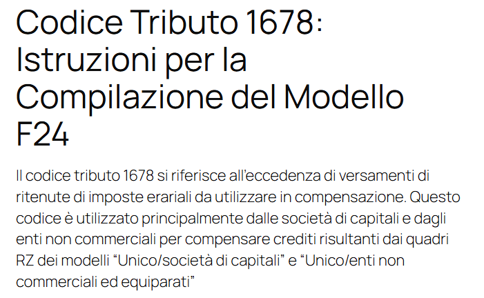 Codice Tributo 1678: Istruzioni per la Compilazione del Modello F24